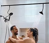 V-Frankness Dual Shower Head for Couples, High Pressure and Adjustable Multimodal Tandem Shower Head System for Two People Rod, 3-Setting Diverter with Holder, 71 Inch Extra Long Hose (Matte Black)