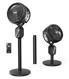 GRIDR Fan For Bedroom, Pedestal Fans 90°+90° Smart Oscillating, Standing Fans for Home 12 Speeds, 4 modes, 12H Timer, Quiet Floor Fan with DC Motor 20dB, 90ft for Room, 22-35'' Adjustable Height
