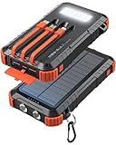 Uukto Power-Bank-Solar-Charger 45800mAh Fast Charging with 3 Built-in Cables LED Flashlight Portable External Battery Pack Compatible with All Smartphone, Tablet, Drone, Camera, etc.