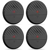 WSDCAM Ultra-Slim Glass Break Detector - 125dB Alarm, Vibration Sensor for Home Security - 4 Pack - Black