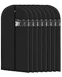 Garment Bags for Hanging Clothes (8 packs?43 inches) Washable Black Suit Bags for Closet Storage and Travel with Clear Window