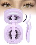 JIMIRE Magnetic Eyelashes Natural Look Wispy Magentic Lashes Reusable Magnetic Eyelashes with Applicator No Glue Needed Press on Magnetic Lashes Quick to Wear
