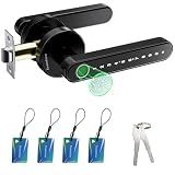 Evanshow Fingerprint Door Lock Biometric Door Knob with Keypad Keyless Entry, Door Locks for Bedrooms, Home Hotel Office Apartment Black