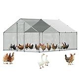 VEVOR Large Metal Chicken Coop, 9.8x13.1x6.5 ft Walk in Chicken Runs for Yards with Cover, Hen House Enclosure with Security Lock, Outdoor Duck Rabbit Pens Poultry Cage for Backyard, Farm, Yard