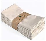 Fingercraft Dinner Cloth Napkins, Cotton Linen Blend 12 Pack Natural Premium Quality, Mitered Corners for Every Day Use Napkins are Pre Shrunk and Good Absorbency Christmas Cloth Napkins Ivory