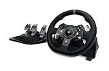 Logitech G920 Driving Force Racing Wheel and Floor Pedals, Real Force Feedback, Stainless Steel Paddle Shifters, Leather Steering Wheel Cover for Xbox Series X|S, Xbox One, PC, Mac - Black