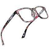 Jectieey Reading Glasses for Women Men - Blue Light Blocking UV Filter Computer Readers,Anti Eyestrain Eyeglasses(Floral, 1.5X)