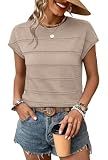 Womens Tops Trendy Short Sleeve Sweater for Women Fall Summer Tops Cute Business Casual Outfits Teacher Cruise Resort Wear 2026 Boho Beach Vacation Fall Clothes Fashion Clothing Dressy Work Shirts