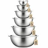FineDine Stainless Steel Mixing Bowls Set for Kitchen, Dishwasher Safe Nesting Bowls for Cooking, Baking, Meal Prepping
