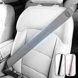 Wigoo 2026 Upgraded Extended Version Suede Car Seat Belt Cover, [Reduces Neck Friction & Enhances Comfort], Soft Shoulder Suede Pad Protector, Auto Interior Accessories,(2 Packs, 18.9Inch), Gray