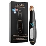 GLO24K Heated Eye Wand & Eye Massager Tool – Gentle Warmth & Vibration for Smoother-Looking Skin, Refreshing Under-Eyes Massage, Portable Beauty Device