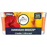 Glade 1-Wick Scented Candle Jar, Hawaiian Breeze, Air Freshener Infused with Essential Oils, 4.08 Oz, 2 Count