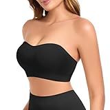Finduself Strapless Bras for Women Non-Slip Padded Bandeau Bra Wireless Tube Top Bra Including Clear Straps