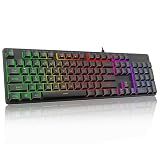 Redragon K521 Upgrade Rainbow LED Gaming Keyboard, 104 Keys Wired Mechanical Feeling Keyboard with Multimedia Keys, One-Touch Backlit, Anti-Ghosting, Compatible with PC, Mac, PS4/5, Xbox