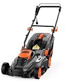 DOVAMAN 13Amp LA16M Lawn Mower, 16" Blade, 5-Position Height Adjustment, 3-Step Quick Vertical Fold Storage, 2-in-1 Mulching & Bagging, 98% Collection, Corded Lawn Mower for Your Garden