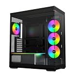 MONTECH TG3 Panoramic ATX PC Case, Back-Connect Ready & 4 ARGB Fans, Black