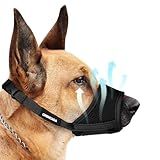 Dog Muzzle for Small Medium Large Dogs - Soft Nylon Breathable Muzzle with Air Mesh, Adjustable Loop, Anti-Dropping Design for Biting, Barking, Chewing, Labrador, German Shepherd, Chihuahua (Black,L)