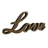 CVHOMEDECO. Rustic Vintage Distressed Wooden Words Sign Free Standing "Love" Tabletop/Shelf/Home Wall/Office Decoration Art, 10-1/4 x 4-1/2 x 1 Inch
