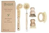 Everest Eco Products Eco Friendly Kitchen Dish Cleaning Set - Biodegradable & Highly Durable - 5 Piece Set - Coconut, Sisal, Palm Fibers - Brown Wooden Handle
