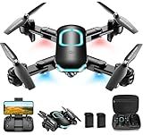 Drone with 1080P Camera, Foldable Drone for Beginners with Light, Upgrade Altitude Hold, Gesture Selfie, Waypoint Fly, 3D Flip, 3 Speed Mode, Circle Fly, One Key Start
