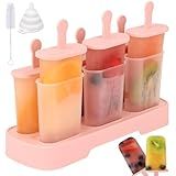 WMKGG Popsicles Molds Set, 6 PCS Ice Pop Mold,Homemade Ice Cream Mould with Sticks, Popsicle Maker(Pink)