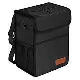 Femuar Leak Proof Car Trash Can with Lid - Waterproof Automotive Garbage Bin for SUVs, Collapsible and Portable Car Trash Bag, Black