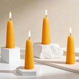 AGLARY Short Stubby Beeswax Taper Candles 4-Pack, 4.4x1.4 Handmade Natural