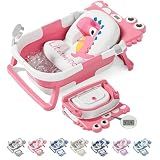 TPN Collapsible Baby Bathtub, Baby Bath Tub with Soft Cushion & Real-Time Thermometer, Baby Bathtub Infant to Toddler Tub (0-36 Months), Portable Newborn Travel Bath tub