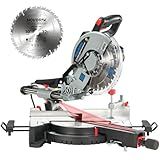NOVORIK Double Bevel Compound Sliding Miter Saw, Double-Bevel Corded Miter Saw with Laser Guide & 15-Amp Heavy-Duty Motor, Sliding Miter Saw with TCT Saw Blade for Woodworking (10")