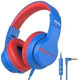 iClever Kids Headphones for School Travel, Safe Volume Limited, HD Mic Stereo Sound Over-Ear Girls Boys Headphones for Kid, FunShare Foldable 3.5mm Wired for iPad Computer, HS19