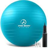 ProBody Pilates Yoga Ball - Fresh Colors Exercise Ball for Stability, Pregnancy, Workout, Physical Therapy & Birthing, Balance Ball Chair (Sky, 65 cm)