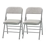 Amazing for less Pack of 2 (Fabric/Vinyl) Steel Frame Metal Foam Padded Folding Chairs (Black, Gray, White) (2-Pack - Fabric White)