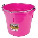 Little Giant Plastic Animal Feed Bucket (Hot Pink) Flat Back Plastic Feed Bucket with Metal Handle (20 Quarts / 5 Gallons) (Item No. P20FBHOTPINK6)