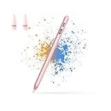 Stylus for Apple iPad Pencil Compatible for 2018-2025 iPad 6/7/8/9/10/11, Pro 11"/12.9"/M4, Air 3/4/5/M2/M3, Mini 5/6, 2X Fast LED Charging Power Display, Tilt Sensitivity, Pixel Precision- Rosegold