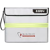 ROLOWAY Fireproof Document Bag (14 x 11 inch) with 5200℉ Upgraded Aluminum Foil Layer, Fireproof Bag for Documents with Reflective Strip and Zipper (Silver)