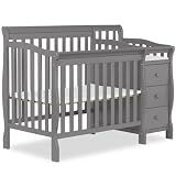 Dream On Me Jayden 4-in-1 Mini Convertible Crib and Changer, S Grey