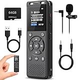 Tonfarb 64GB Digital Voice Recorder with Playback,Audio Recording Device for Lectures Meeting/Classes/Interviews,Tape Recorder with Voice Activated,Password,Noise Reduction,A-B Repeat,MP3 Player Etc