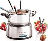 Nostalgia FPS200 6-Cup Stainless Steel Electric Fondue Pot with Temperature Control, 6 Color-Coded Forks and Removable Pot - Perfect for Chocolate, Caramel, Cheese, Sauces and More