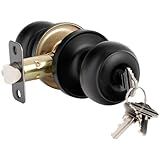 HOSOM Door Knob with Lock and Key, Keyed Entry Door Knob, Exterior and Interior Door Lock for Front Door Commercial and Residential Area, Entry Door Handle for Bedroom and Bathroom, Matte Black