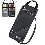 SNIGJAT Drumstick Bag with Crossbody Shoulder Strap, Drum Stick Bag with Large Capacity Anti-falling Pockets, Gifts for Drummers, Beginners in Band, Gig, Solid Drum Sticks Case w/Metal Hooks