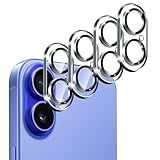 ivoler 4-Pack Camera Lens Protector for iPhone 17 6.3"/ iPhone 16 6.1”/16 Plus 6.7” Screen Protector Tempered Glass [Case Friendly][New Rersion],Scratch-Resistant,Clear+Black Circle