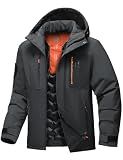 BANTREK Men's Winter Jacket Waterproof Ski Snow Coat Windproof Snowboard Hooded Raincoats with Warm Graphene lining (Dark Grey,Medium)