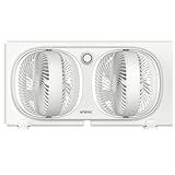shinic 9" Twin Window Fan with 180°+90° Rotatable Fans, 2-Speeds, Vertical Window Fan with Rigid & Accordion Expanders, Width Adjustable (21.65" to 33.27"), Ideal for Home, Kitchen, Bedroom, Office