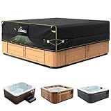 Uirway 600D Square Hot Tub Cover 91”L x 91”W x 20”H [2025 Upgraded Heavy Duty Fabric] Outdoor Waterproof SPA Covers for Hot Tub, New Super Windproof Straps, Hot Tub Winter Cover Protector with Anti-UV