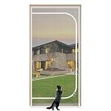 QWR Reinforced Cat Screen Door,Fits Door Opening Size 32''x 80'',Thickened Cat Proof Screen Door Mesh with Zipper Closure for Living Room,Kitchen,Bedroom.