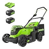 Greenworks 48V (2 x 24V) 17" Brushless Cordless (Push) Lawn Mower, (2) 4.0Ah Batteries and Dual Port Rapid Charger Included