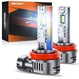 SEALIGHT H11 H8 H9 H16 Fog Bulbs, 1:1 OEM Design 50,000LM with 14000RPM Fan H11 Light Bulbs, 6500K Cool White, Non-Polarity, Replacement Shift Light Gauges, Pack of 2