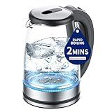 Electric Kettle Glass 2L, 1500W Fast Boiling Hot Water Boiler with Auto Shut-Off, LED Light, BPA-Free, Borosilicate Glass, Stainless Steel Interior, Wide Opening, Display Refrigerator with Door 04