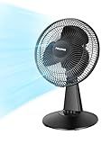 PELONIS 9 inch Table Fan, Osicllating Fan, Small Fan with 90° Oscillation & 126° Adjustable Tilt Head, Desk Fan with 3-Speeds, Black, for Bedroom, Office, Living Room, Dormitory