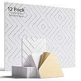 Woovio Sound Proof Foam Panels for Walls, 12 Pack Self-Adhesive Acoustic Panels, 12" X 12" X 0.4" Soundproof Wall Panels for Door, Ceiling, Home Office White